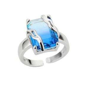 Platinum Plated & Sapphire Ring Handcrafted Adjustable 6-8